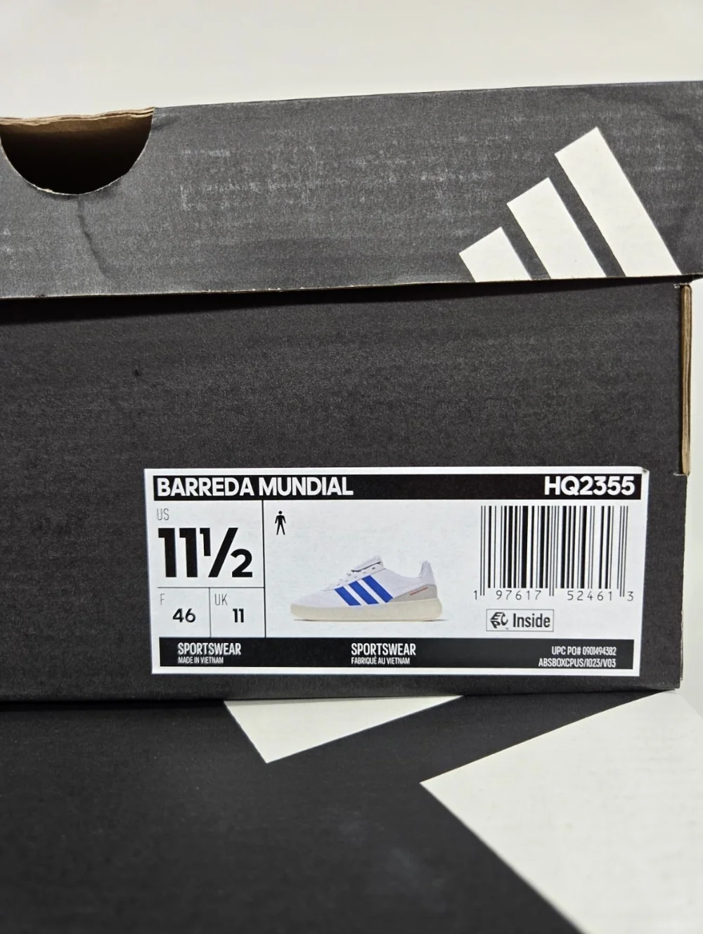 adidas Men's Barreda Mundial HQ2355 White Lucid Ray Blue Shoes Size 11.5 New